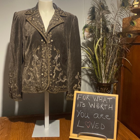 Peter Nygard Jackets & Blazers - Vintage Peter Nygard Baroque Embroidered Velvet Blazer - Intricate Floral Stitch